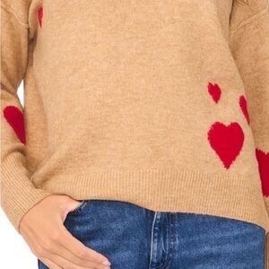 Heart Pattern Tan Sweater